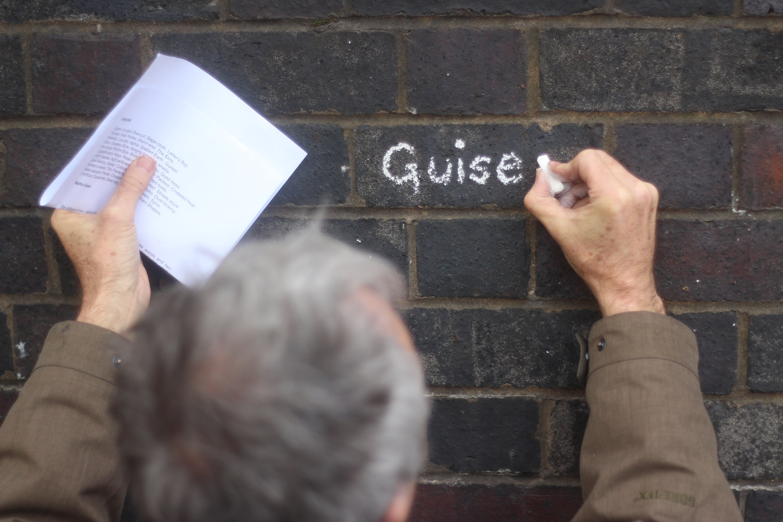 My collaborator Martin Green selected 50 words from works by Phillip Larkin about his childhood to write on the bricks.